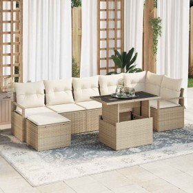 Conjunto de sofá de jardín 8 pcs Beige Poliratán en Sofás de exterior | Comprar online en Foru.es