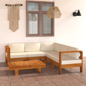 Conjunto de jardín de 6 piezas con cojines, 100 x 60 cm, madera de acacia en Conjuntos de jardín | Comprar online en Foru.es