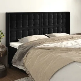 Kopfteil mit Ohren aus schwarzem Samt, 203 x 16 x 118/128 cm von vidaXL, Kopf- und Fußteile - Ref: Foro24-3120082, Preis: 129...