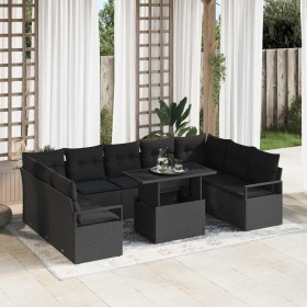 Conjunto de sofá de jardín 10 pcs Negro Poliratán en Sofás de exterior | Comprar online en Foru.es