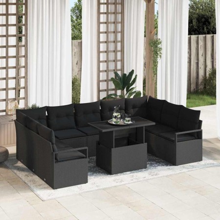 Conjunto de sofá de jardín 10 pcs Negro Poliratán en Sofás de exterior | Comprar online en Foru.es