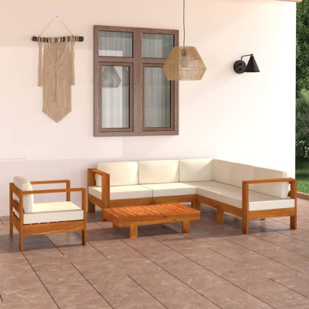 Conjunto de jardín 7 piezas con cojines 100x60 cm madera de acacia en Conjuntos de jardín | Comprar online en Foru.es