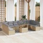 Conjunto de sofá de jardín 11 pcs Beige ratán sintético en Sofás de exterior | Comprar online en Foru.es