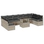 Conjunto de sofá de jardín 11 pcs Gris Claro ratán sintético en Sofás de exterior | Comprar online en Foru.es