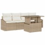 Conjunto de sofá de jardín 5 pcs Beige Poliratán en Sofás de exterior | Comprar online en Foru.es