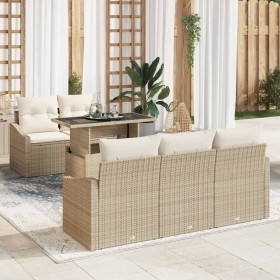 Conjunto de sofá de jardín 6 pcs Beige Poliratán en Sofás de exterior | Comprar online en Foru.es