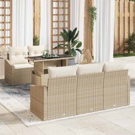 Conjunto de sofá de jardín 6 pcs Beige Poliratán en Sofás de exterior | Comprar online en Foru.es