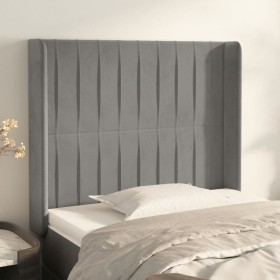 Cabecero con orejas de terciopelo gris claro 103x16x118/128 cm de vidaXL, Cabeceros y pies de cama - Ref: Foro24-3119860, Pre...