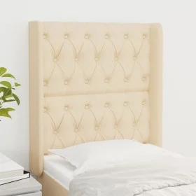 Headboard with cream fabric ears 83x16x118/128 cm by vidaXL, Headboards and footboards - Ref: Foro24-3119895, Price: 90,21 €,...