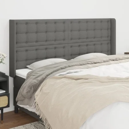 Headboard with dark gray fabric ears 183x16x118/128 cm by vidaXL, Headboards and footboards - Ref: Foro24-3120029, Price: 145...