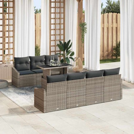 Conjunto de sofá de jardín 8 pcs Gris Poliratán en Sofás de exterior | Comprar online en Foru.es