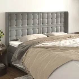 Cabecero con orejas de terciopelo gris claro 163x16x118/128 cm de vidaXL, Cabeceros y pies de cama - Ref: Foro24-3120068, Pre...