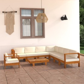 Conjunto de jardín 9 piezas con cojines 100x60 cm madera de acacia en Conjuntos de jardín | Comprar online en Foru.es
