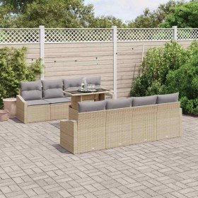 Conjunto de sofá de jardín 9 pcs Beige ratán sintético en Sofás de exterior | Comprar online en Foru.es