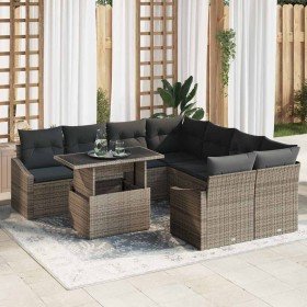 Conjunto de sofá de jardín 9 pcs Gris Poliratán en Sofás de exterior | Comprar online en Foru.es