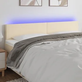 Cream fabric headboard with LED 200x5x78/88 cm by vidaXL, Headboards and footboards - Ref: Foro24-3121359, Price: 78,69 €, Di...