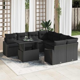 Conjunto de sofá de jardín 9 pcs Negro Poliratán en Sofás de exterior | Comprar online en Foru.es