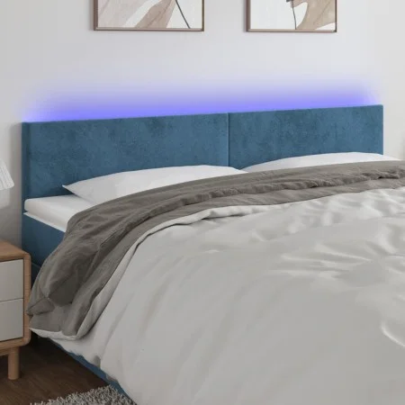 LED-Kopfteil aus dunkelblauem Samt, 200 x 5 x 78/88 cm von vidaXL, Kopf- und Fußteile - Ref: Foro24-3121402, Preis: 69,80 €, ...