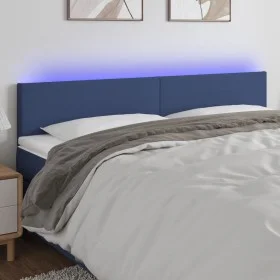 Blue fabric headboard with LED 160x5x78/88 cm by vidaXL, Headboards and footboards - Ref: Foro24-3121344, Price: 69,82 €, Dis...