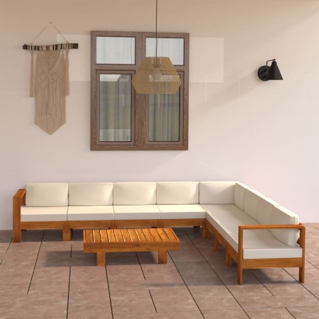 Conjunto de jardín 9 piezas con cojines 100x60 cm madera de acacia en Conjuntos de jardín | Comprar online en Foru.es