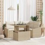 Conjunto de sofá de jardín con cojín 5 pcs Beige y Crema en Sofás de exterior | Comprar online en Foru.es