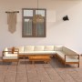 Conjunto de jardín de 10 piezas con cojines, 100 x 60 cm, madera de acacia en Conjuntos de jardín | Comprar online en Foru.es