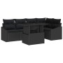 Conjunto de sofá de jardín con cojín con almohada 6 pcs Negro en Sofás de exterior | Comprar online en Foru.es