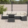 Conjunto de sofá de jardín con cojín 7 pcs Negro y crema en Sofás de exterior | Comprar online en Foru.es