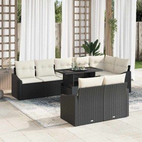 Conjunto de sofá de jardín con cojín 9 pcs Negro y crema en Sofás de exterior | Comprar online en Foru.es