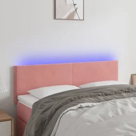 Pink velvet headboard with LED 144x5x78/88 cm by vidaXL, Headboards and footboards - Ref: Foro24-3121385, Price: 64,30 €, Dis...