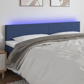 Kopfteil aus blauem Stoff mit LED 200x5x78/88 cm von vidaXL, Kopf- und Fußteile - Ref: Foro24-3121360, Preis: 61,18 €, Rabatt: %