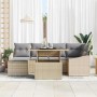 Conjunto de sofá de jardín con cojín 7 pcs Beige y Gris Claro en Sofás de exterior | Comprar online en Foru.es