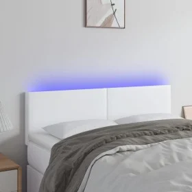 Cabecero con LED cuero sintético blanco 144x5x78/88 cm de vidaXL, Cabeceros y pies de cama - Ref: Foro24-3121423, Precio: 83,...