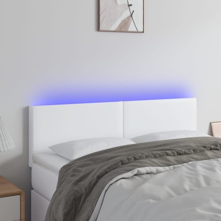 Cabecero con LED cuero sintético blanco 144x5x78/88 cm de vidaXL, Cabeceros y pies de cama - Ref: Foro24-3121423, Precio: 66,...