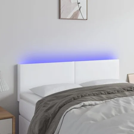 Kopfteil mit LED, weißem Kunstleder, 144 x 5 x 78/88 cm von vidaXL, Kopf- und Fußteile - Ref: Foro24-3121423, Preis: 83,19 €,...
