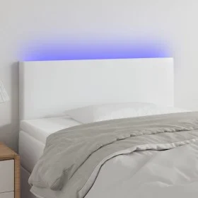 Kopfteil mit LED, weißem Kunstleder, 90 x 5 x 78/88 cm von vidaXL, Kopf- und Fußteile - Ref: Foro24-3121411, Preis: 62,22 €, ...