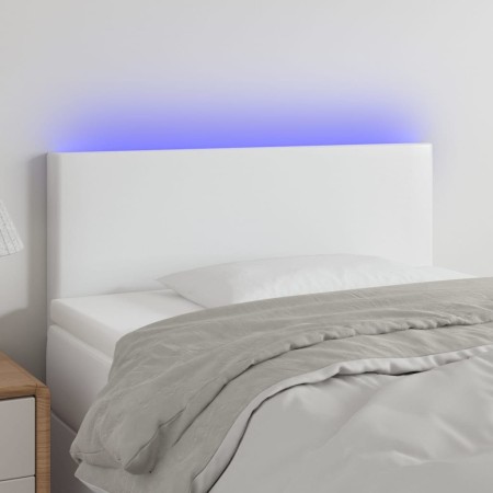 Cabecero con LED cuero sintético blanco 90x5x78/88 cm de vidaXL, Cabeceros y pies de cama - Ref: Foro24-3121411, Precio: 57,7...