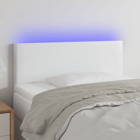Kopfteil mit LED, weißem Kunstleder, 90 x 5 x 78/88 cm von vidaXL, Kopf- und Fußteile - Ref: Foro24-3121411, Preis: 62,22 €, ...