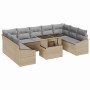 Conjunto de sofá de jardín con cojín 10 pcs Beige y Gris Claro en Sofás de exterior | Comprar online en Foru.es