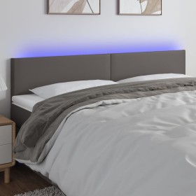 Cabecero con LED cuero sintético gris 180x5x78/88 cm de vidaXL, Cabeceros y pies de cama - Ref: Foro24-3121438, Precio: 66,66...