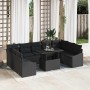 Conjunto de sofá de jardín con cojín con almohada 10 pcs Negro en Sofás de exterior | Comprar online en Foru.es