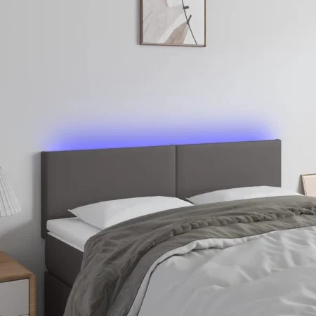 Cabecero con LED cuero sintético negro 144x5x78/88 cm de vidaXL, Cabeceros y pies de cama - Ref: Foro24-3121426, Precio: 55,2...