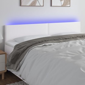Cabecero con LED cuero sintético blanco 180x5x78/88 cm de vidaXL, Cabeceros y pies de cama - Ref: Foro24-3121435, Precio: 83,...