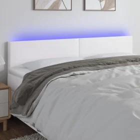 Kopfteil mit LED, weißem Kunstleder, 200 x 5 x 78/88 cm von vidaXL, Kopf- und Fußteile - Ref: Foro24-3121441, Preis: 69,84 €,...
