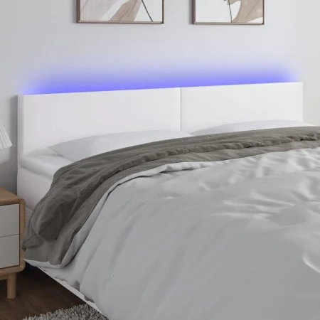 Kopfteil mit LED, weißem Kunstleder, 200 x 5 x 78/88 cm von vidaXL, Kopf- und Fußteile - Ref: Foro24-3121441, Preis: 69,84 €,...