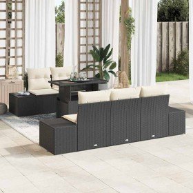 Conjunto de sofá de jardín con cojín 6 pcs Negro y crema en Sofás de exterior | Comprar online en Foru.es
