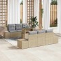 Conjunto de sofá de jardín con cojín 7 pcs Beige y Gris Claro en Sofás de exterior | Comprar online en Foru.es