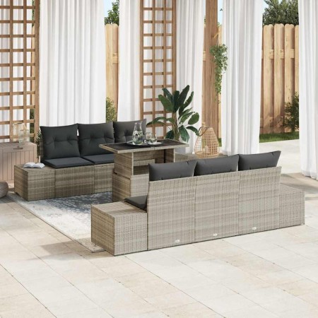 Conjunto de sofá de jardín 7 pcs Gris Claro y Gris Oscuro en Sofás de exterior | Comprar online en Foru.es