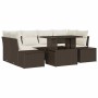 Conjunto de sofá de jardín con cojín 7 pcs Marrón y crema en Sofás de exterior | Comprar online en Foru.es