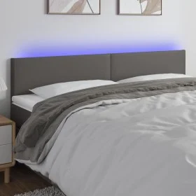 Cabecero con LED cuero sintético gris 160x5x78/88 cm de vidaXL, Cabeceros y pies de cama - Ref: Foro24-3121432, Precio: 66,74...